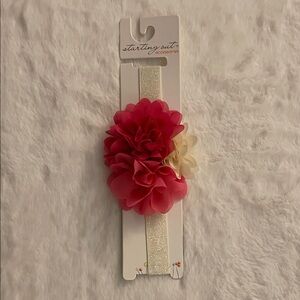 Starting Out Pink and Cream Floral Headband infant SZ
